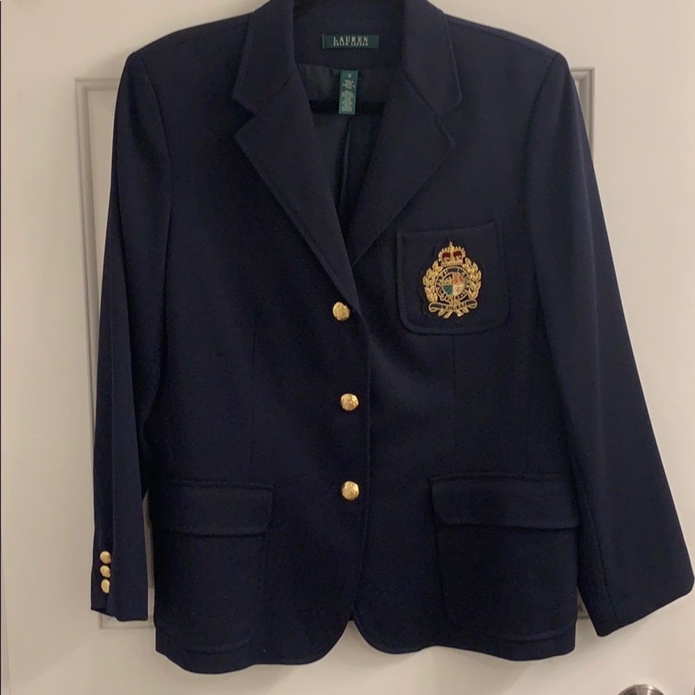 Lauren Ralph Lauren Navy Wool gold emblem blazer